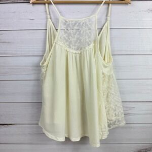 Clover Scout‎ Cream Lace Trim Cami Tank Top High Neck Blouse Women's Size S